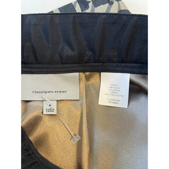 Classiques Entier Patterned Silk Wool Blend Straight Cut Skirt Career Women's 6 - Picture 15 of 16